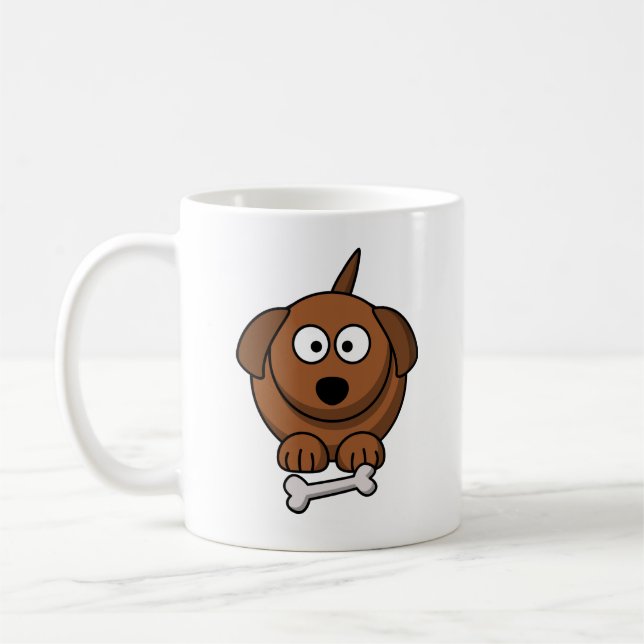 Niedlicher Cartoon Hund mit Knochen Kaffeetasse (Links)