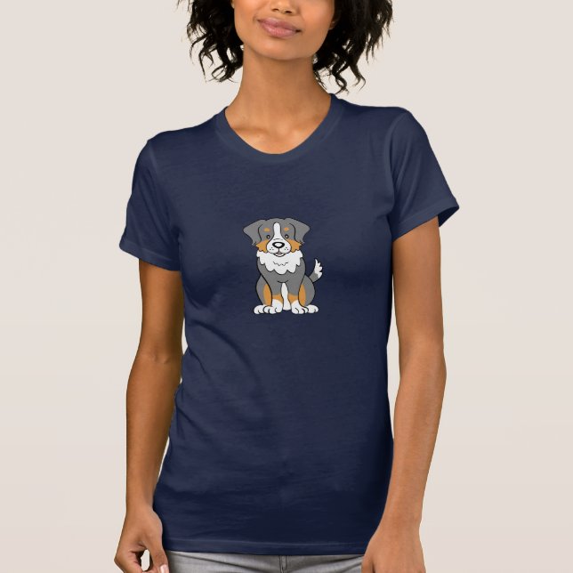 Niedlicher Cartoon-Hundeaustralischer Schäfer-T - T-Shirt (Vorderseite)