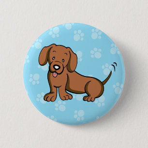 Niedlicher Cartoon-HundeDackel-Knopf Button