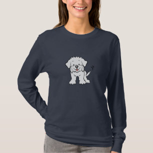 Niedlicher Cartoon-Hundemaltesische lange Hülse T-Shirt