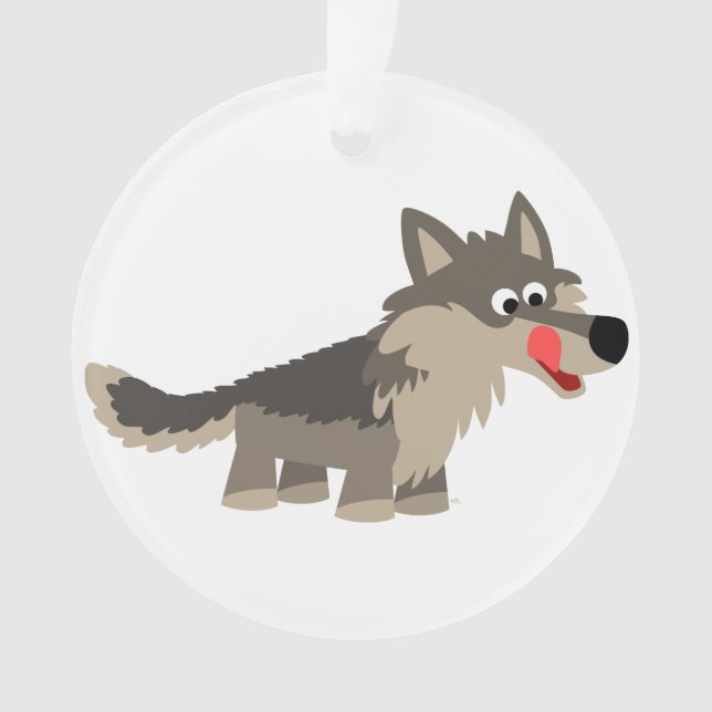 Niedlicher Cartoon Hungerwolf Akryler Ornament (Vorderseite)