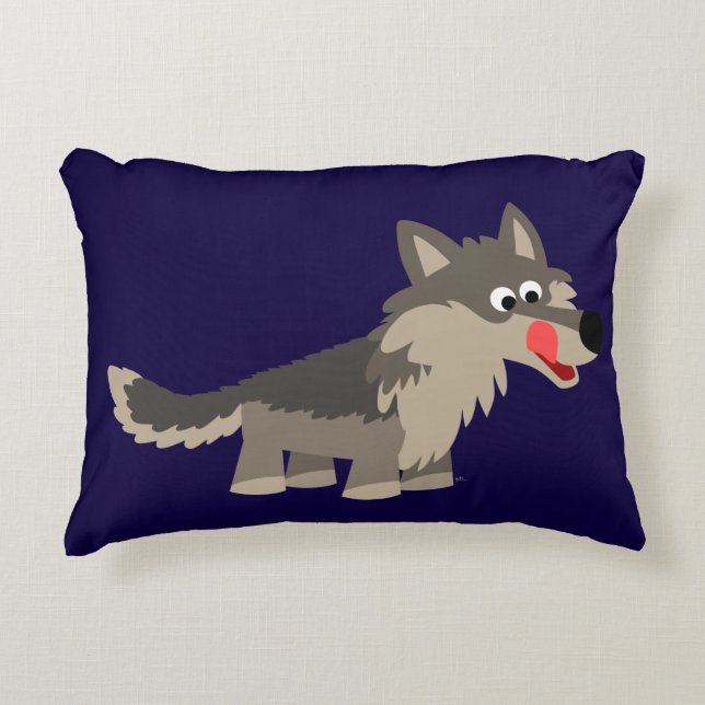 Niedlicher Cartoon Hungerwolf Akzent Pillow Zierkissen (Vorderseite)