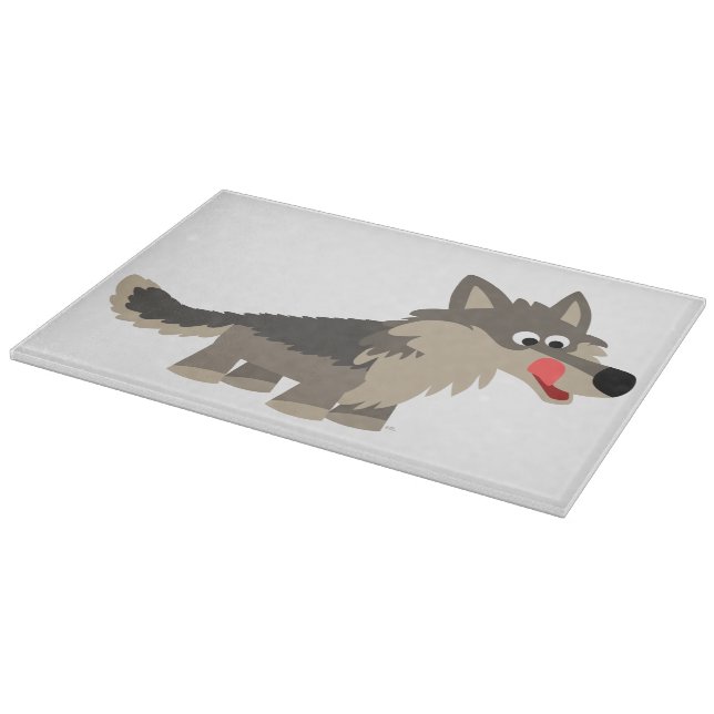 Niedlicher Cartoon Hungerwolf-Cutting Board Schneidebrett (Ecke)