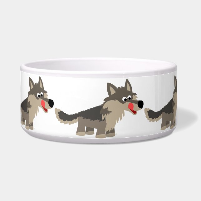 Niedlicher Cartoon Hungerwolf Dog Bowl Napf (Vorderseite)