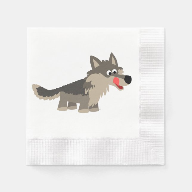 Niedlicher Cartoon Hungerwolf Paper Napkins Serviette (Vorderseite)