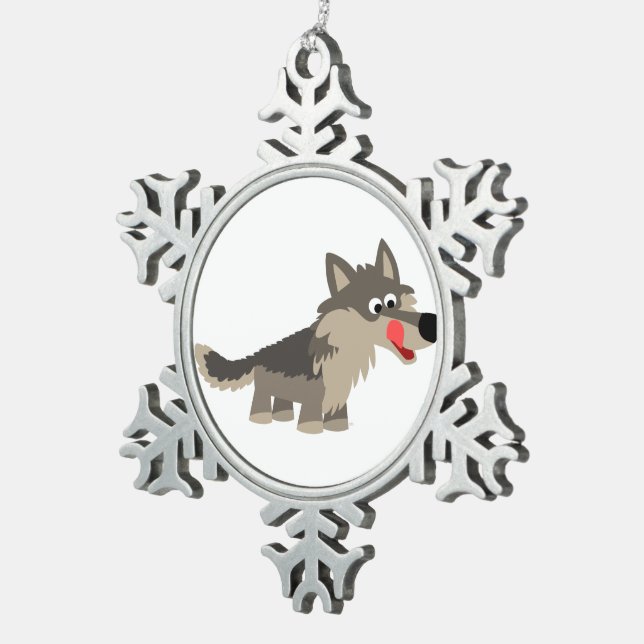 Niedlicher Cartoon Hungry Wolf Pewter Ornament (Rechts)