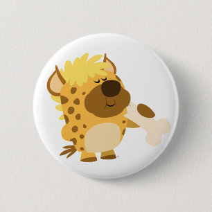 Niedlicher Cartoon Hyena bricht Knochenknappheit-A Button