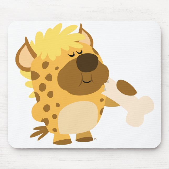 Niedlicher Cartoon Hyena bricht Knochenmousepad Mousepad (Vorne)