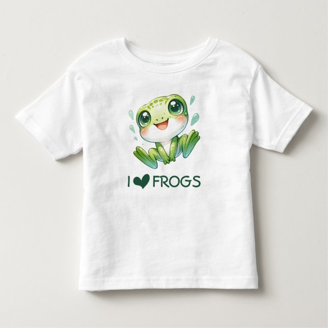 Niedlicher Cartoon I Liebe Frosch Kleinkind T-shirt (Vorderseite)
