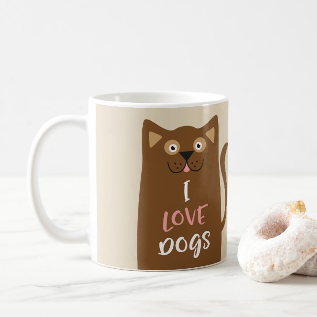 Niedlicher Cartoon I Liebe Hunde Kaffeetasse (Mit Donut)