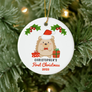 Niedlicher Cartoon Igel Baby's First Christmas Fot Keramik Ornament