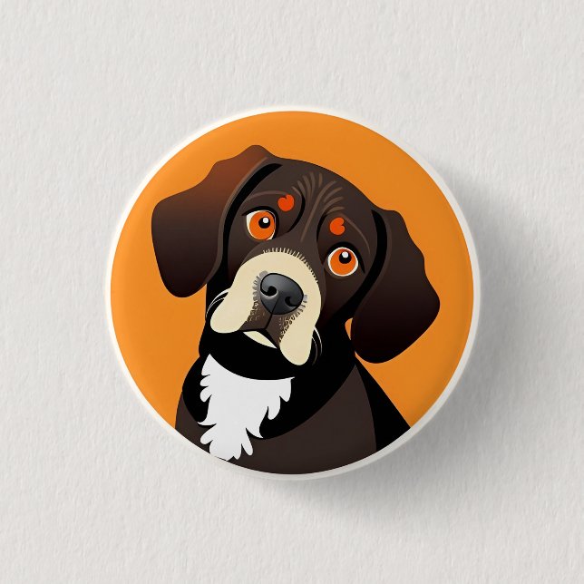 Niedlicher Cartoon Illustration eines Welpen Button (Vorderseite)
