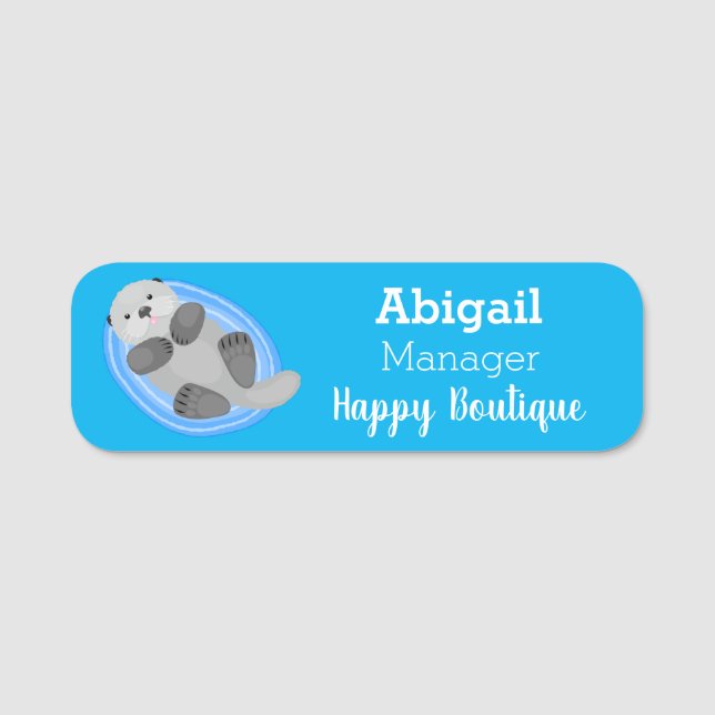 Niedlicher Cartoon-Illustrator Namensschild (Vorderseite)