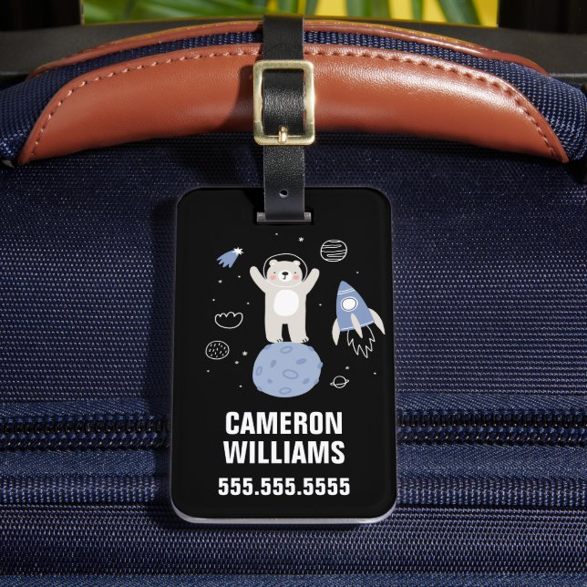 Niedlicher Cartoon im Weltraum Gepäckanhänger (Vorderseite Insitu 2)