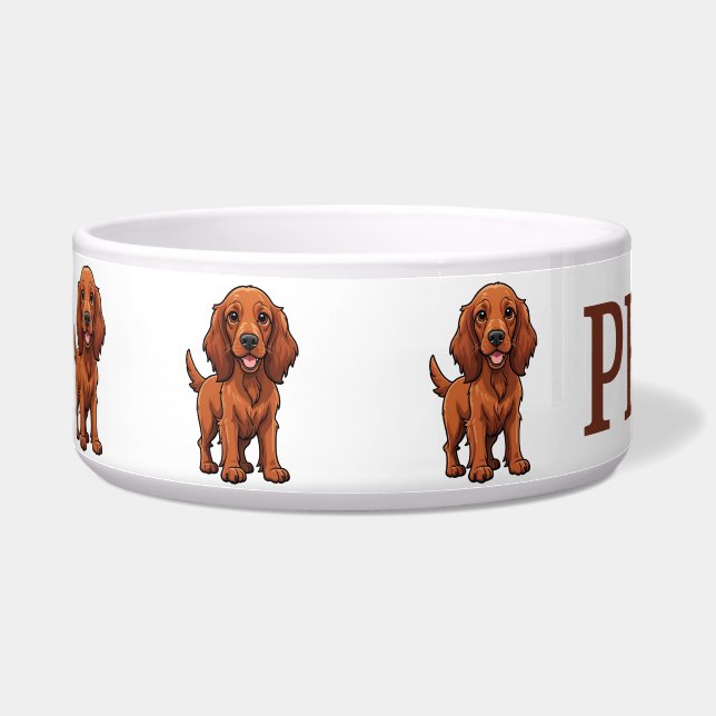 Niedlicher Cartoon Irish Setter personalisieren Napf (Links)