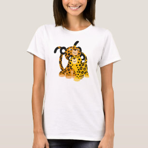 Niedlicher Cartoon Jaguars in Liebe Frauen T - Shi T-Shirt