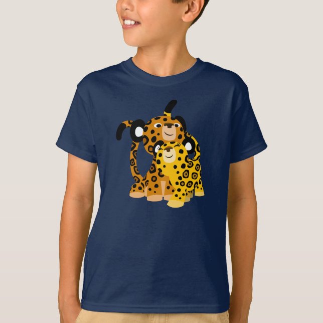 Niedlicher Cartoon Jaguars in Liebe Kinder T - Shi T-Shirt (Vorderseite)