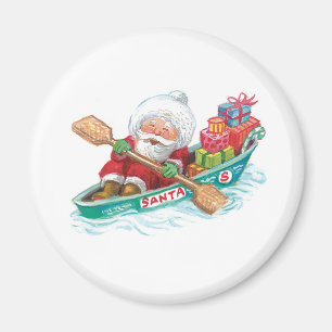 Niedlicher Cartoon Jolly Santa Claus in einem Rude Magnet