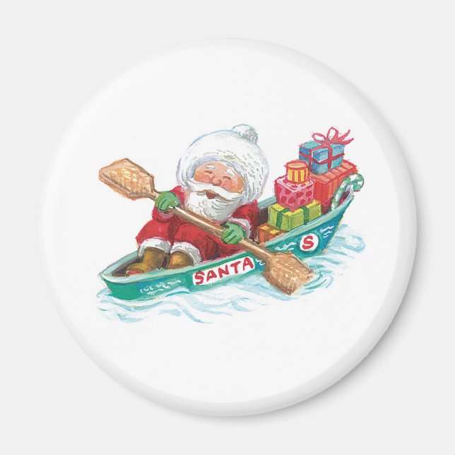 Niedlicher Cartoon Jolly Santa Claus in einem Rude Magnet (Vorne)