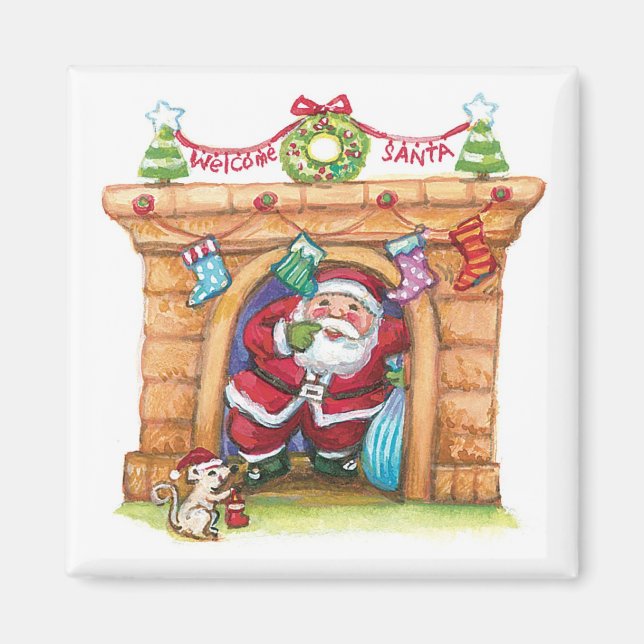 Niedlicher Cartoon Jolly Santa Claus kommt den Sch Magnet (Vorne)