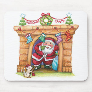 Niedlicher Cartoon Jolly Santa Claus kommt den Sch Mousepad