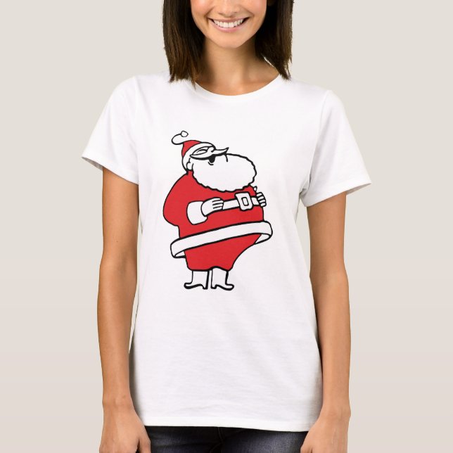 Niedlicher Cartoon Jolly Santa Claus Laughing Ho H T-Shirt (Vorderseite)