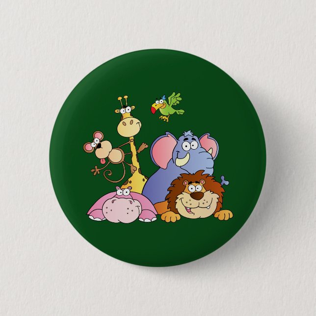 Niedlicher Cartoon Jungle Button (Vorderseite)