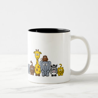 Niedlicher Cartoon Jungtiere Zweifarbige Tasse