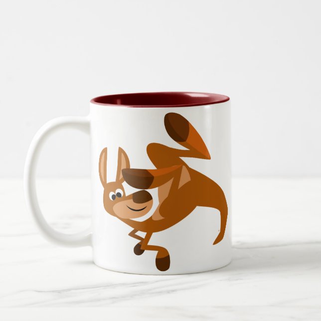Niedlicher Cartoon Kangaroo-Tasse Somersault Zweifarbige Tasse (Links)