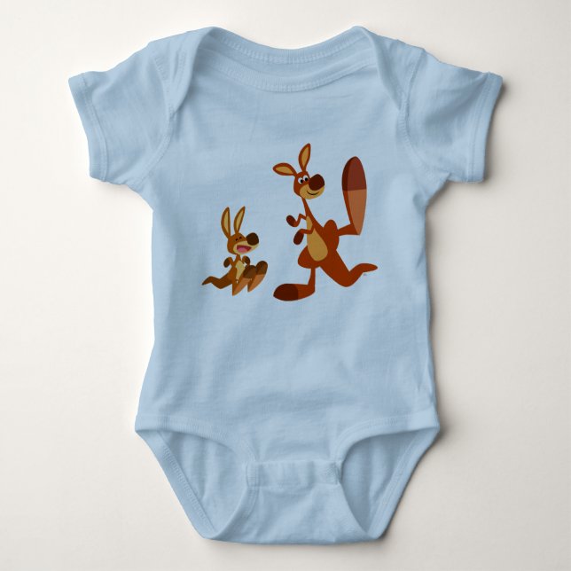 Niedlicher Cartoon Kangaroo Vater und Son Baby Bek Baby Strampler (Vorderseite)