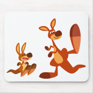 Niedlicher Cartoon Kangaroo Vater und Son Mousepad