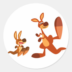Niedlicher Cartoon Kangaroo Vater und Son Sticker