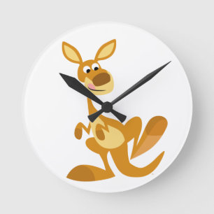 Niedlicher Cartoon Kangaroo Wall Clock Runde Wanduhr