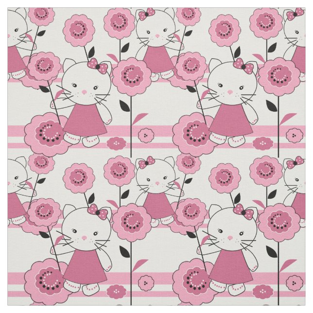 Niedlicher Cartoon Kätzchen Stoff (Muster)