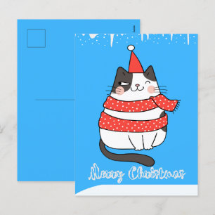 Niedlicher Cartoon Katze Frohe Weihnachtsfeiertage Feiertagspostkarte