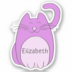 Niedlicher Cartoon Katze hinzufügen Name Lila Kon Aufkleber