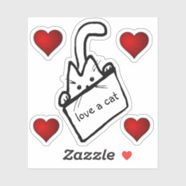 Niedlicher Cartoon Katze in einer Beutel-Liebe Ein Aufkleber