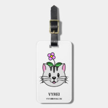 Niedlicher Cartoon Katze mit Blume auf ihrem Kopf