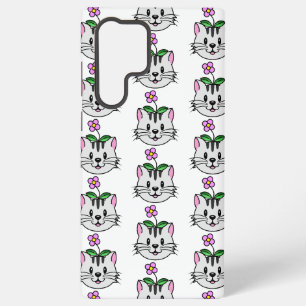 Niedlicher Cartoon Katze mit Blume auf ihrem Kopf Samsung Galaxy Hülle