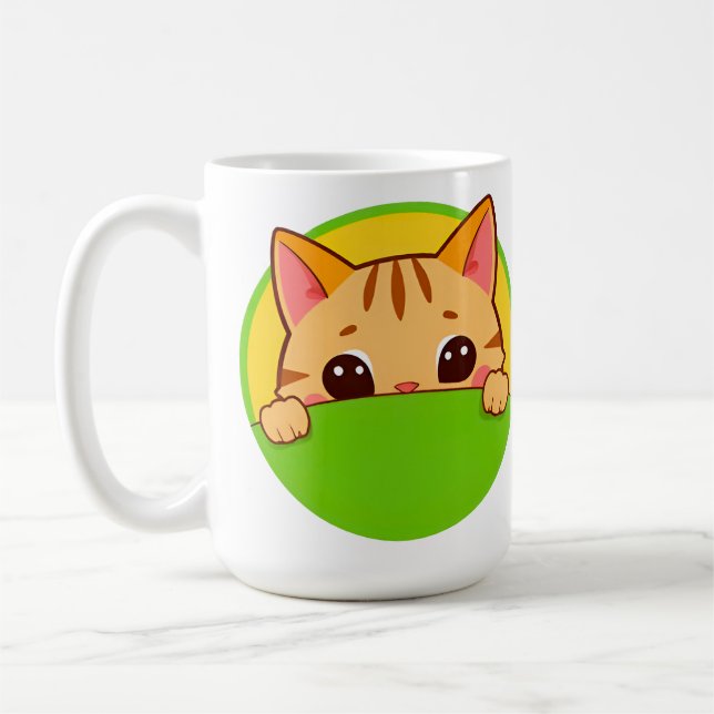 Niedlicher Cartoon Katze mit hellen Farben Kaffeetasse (Links)