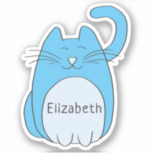 Niedlicher Cartoon Katze Name "Blue Contour Cut"-A Aufkleber
