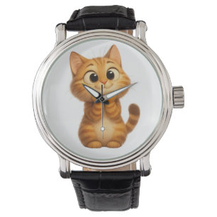 Niedlicher Cartoon Katze, Orange Tabby Katze Armbanduhr