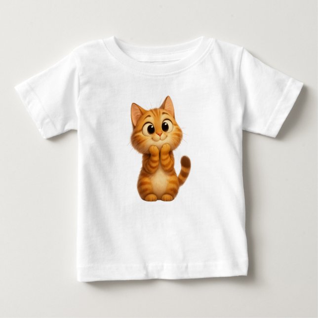 Niedlicher Cartoon Katze, Orange Tabby Katze Baby T-shirt (Vorderseite)