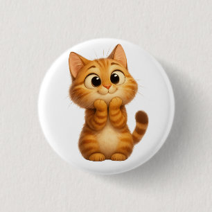 Niedlicher Cartoon Katze, Orange Tabby Katze Button