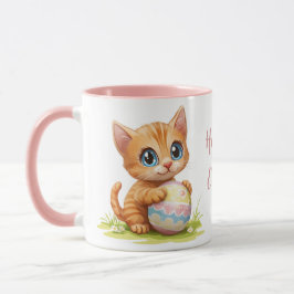 Niedlicher Cartoon Katze umarmend Ostereier Tasse