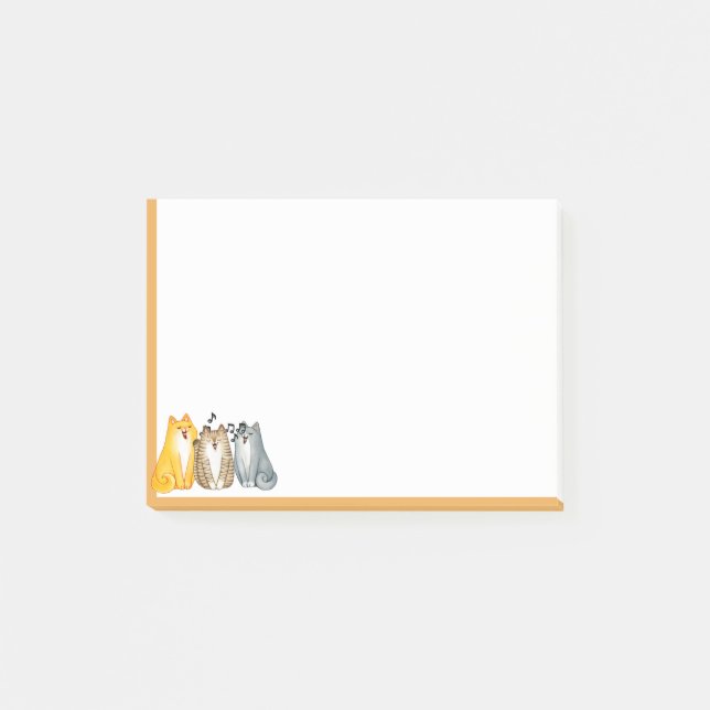 Niedlicher Cartoon Katzen Musik Gesang Tierkunst Post-it Klebezettel (Vorderseite)