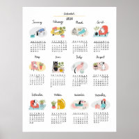 Niedlicher Cartoon Katzen und Hunde - Kalender 202