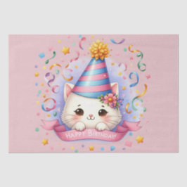 Niedlicher Cartoon Kawaii Kitty Cat Happy Birthday Seidenpapier