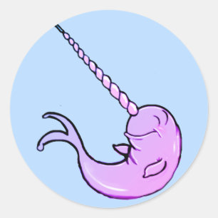 Niedlicher Cartoon Kawaii Narwhal Runder Aufkleber
