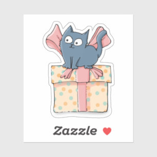 Niedlicher Cartoon Kitty auf Geschenkboxen mit ros Aufkleber